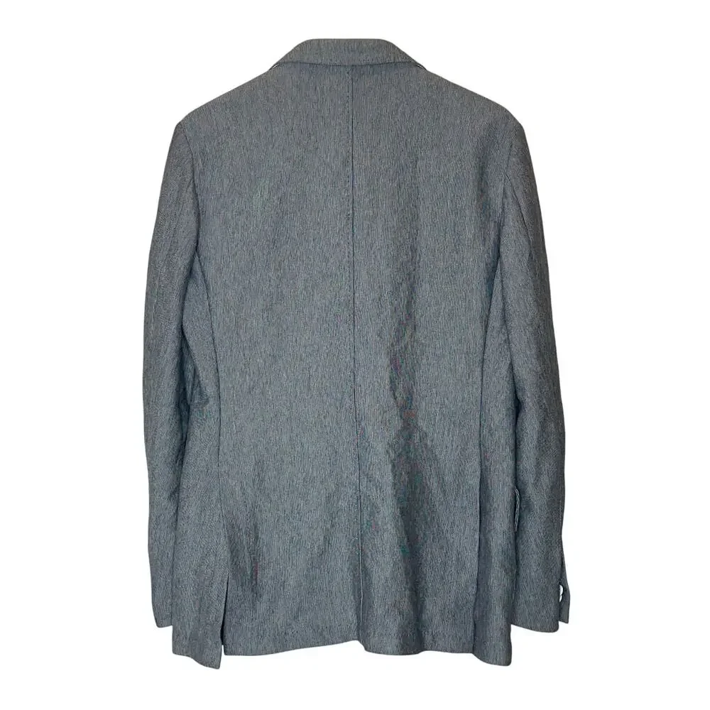 Corneliani ID Blazer Jacket Removable Bib US 42R EU 52 Italy Blue Grey Stripes